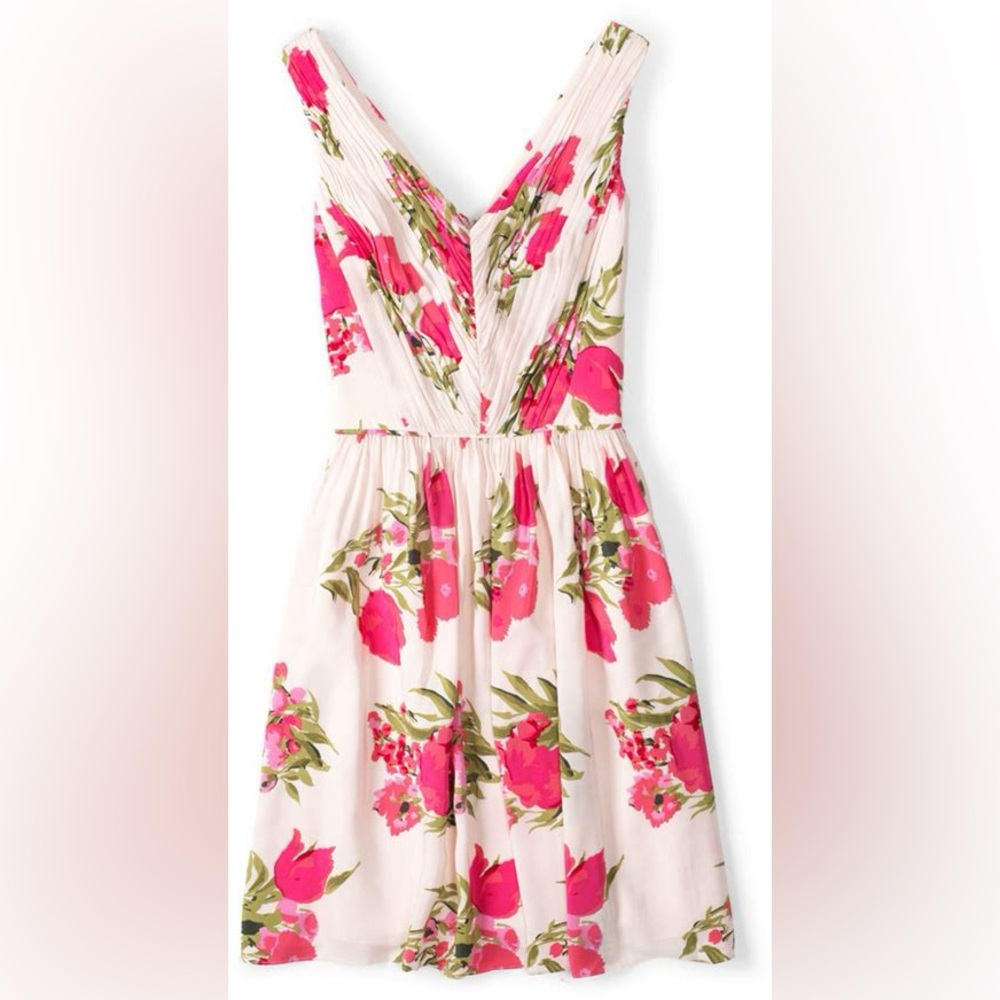 Boden Swishy Dress in Pink Hibiscus Print